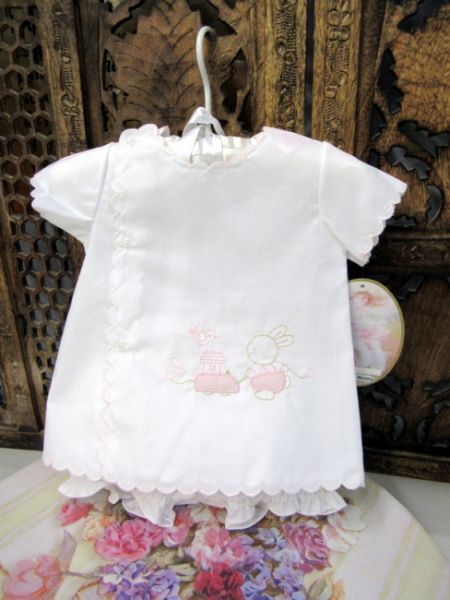 08667 Ensemble de bébé lapin rose blanc